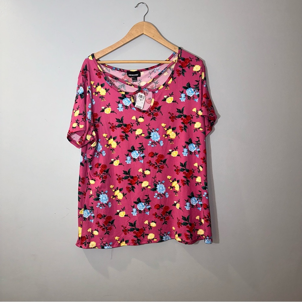 Joe Boxer Jr Plus Size 2x Pink Floral Top NWT